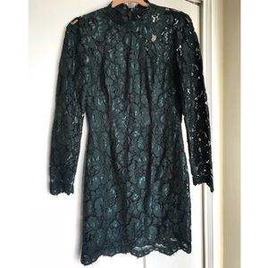 Betsey Johnson illusion floral lace sheath dress